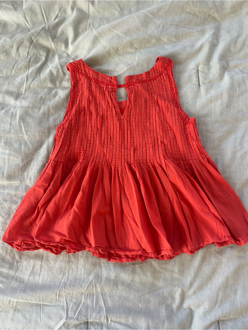 Anthropologie Orange Sleeveless Smocked Peplum Top